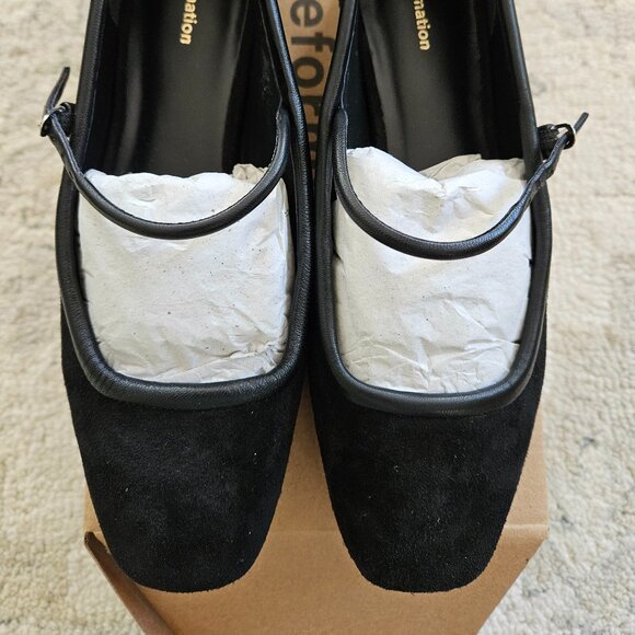 Reformation Charlie Ballet Flat Black Suede Size 7 - Picture 1 of 3